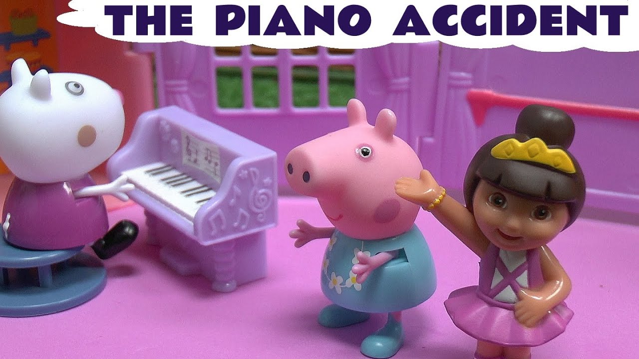 Peppa Pig Piano Accident Story with Peppa Pig Toys