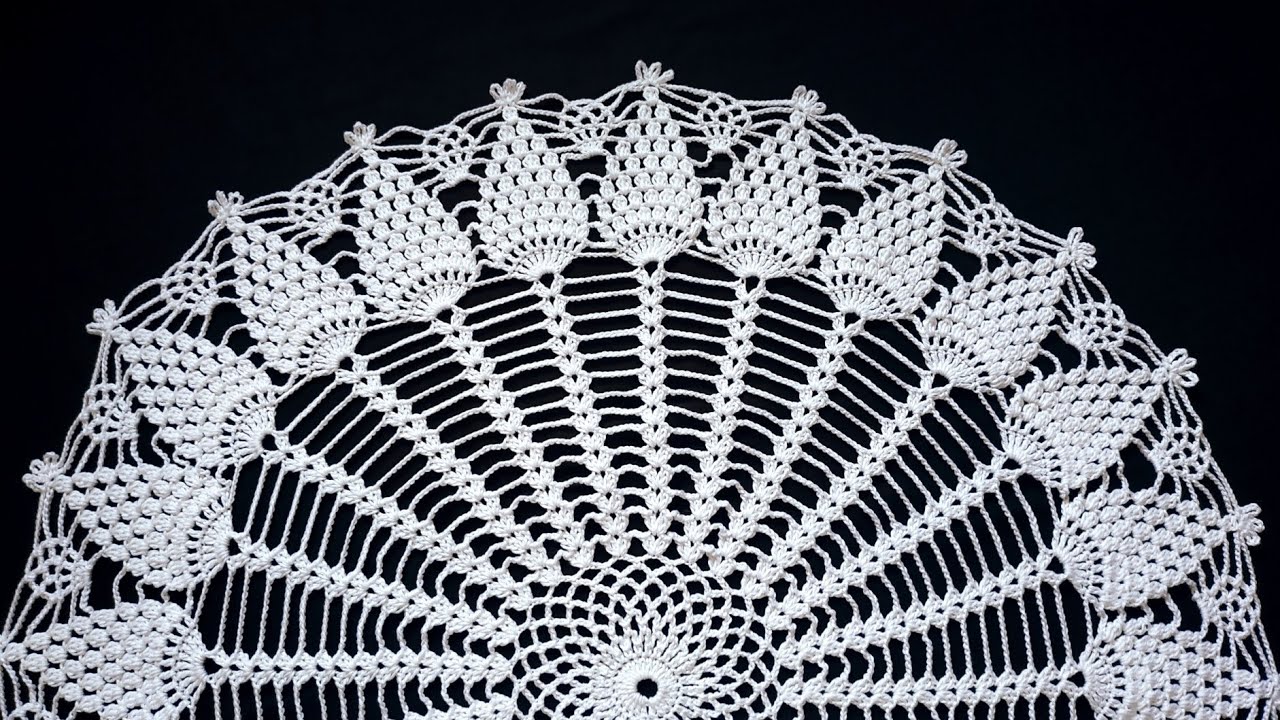 easy peneapple doily crochet/مفرش كروشيه دائري سهل بغرز الاناناسة