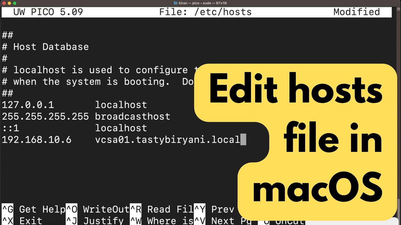 Edit the hosts file in macOS