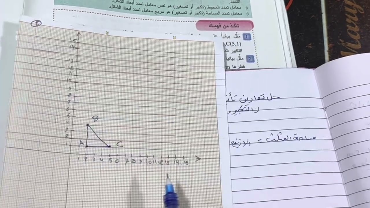 حل تمارين تأثير المعدل المقياس على المحيط والمساحة (تكبير وتصغير )رياضيات الاول ص 34 , ست مريم