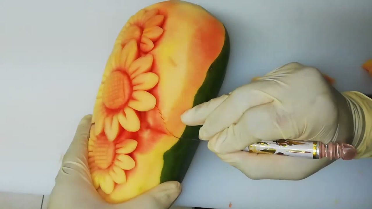Amazing Papaya Carving | Culinary Art | Fruit And Vegetable Carving | Flower Design