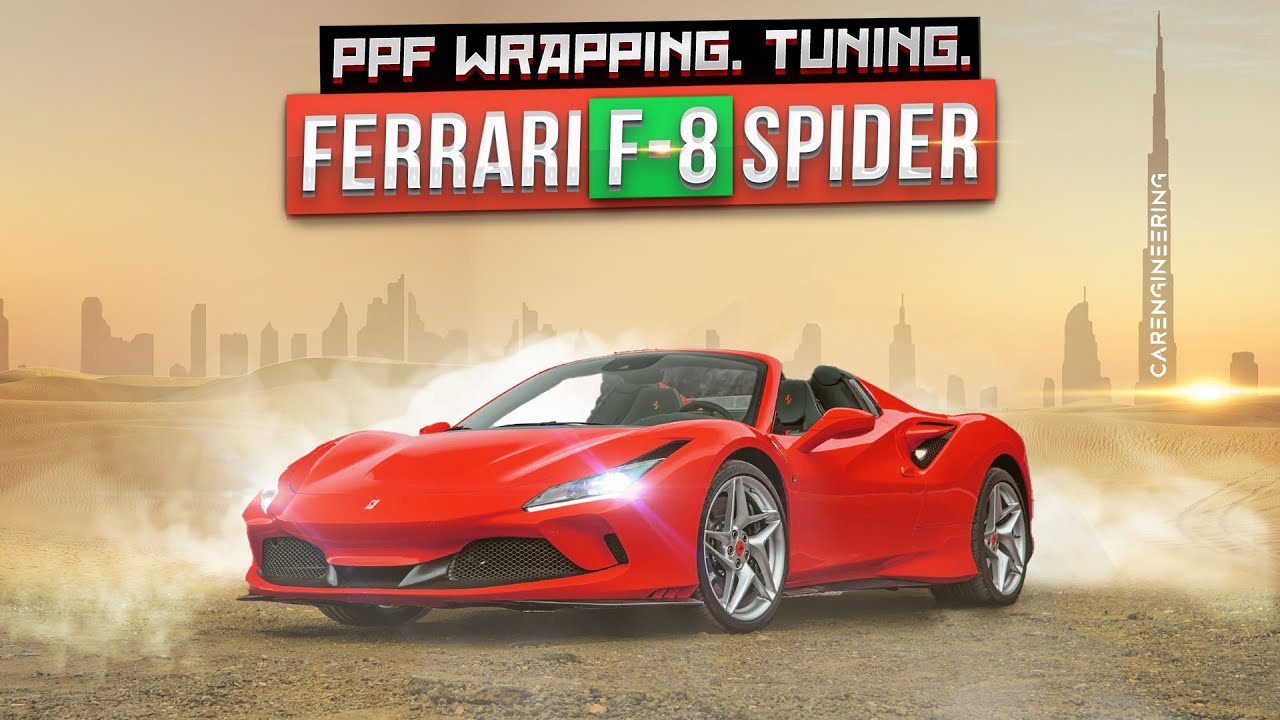 Ferrari F8 Spider: Wrap (PPF), Wheel and Mirror Painting, Roof in Black.