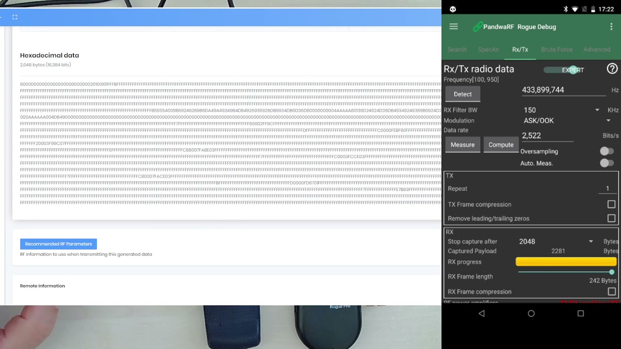 Rolling code analysis & generation using PandwaRF and Kaiju web app