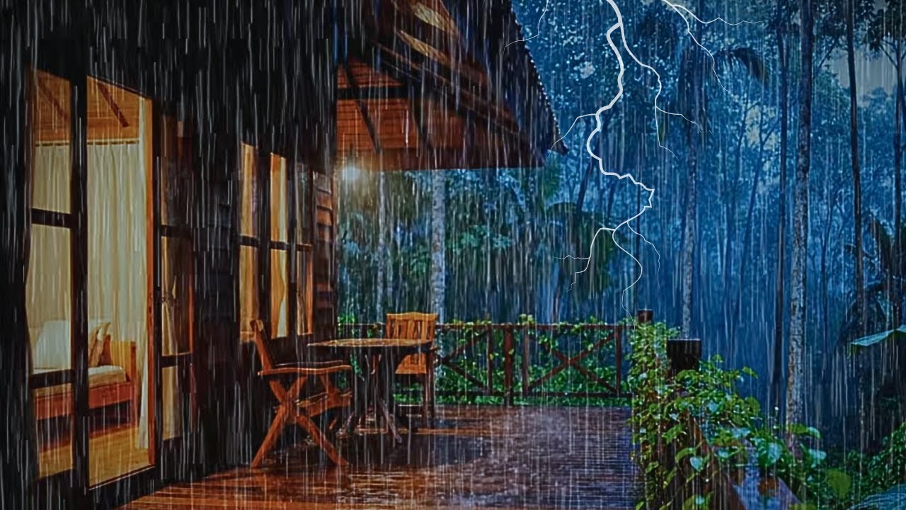Gentle Rain & Thunder Sounds for Sleeping and Relaxation (3 Hours) | Forest Cabin Ambience