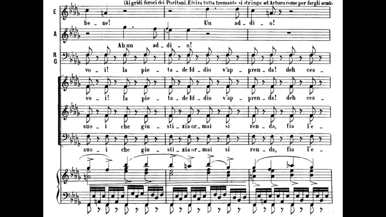 Credeasi, misera (I Puritani - V. Bellini) Score Animation