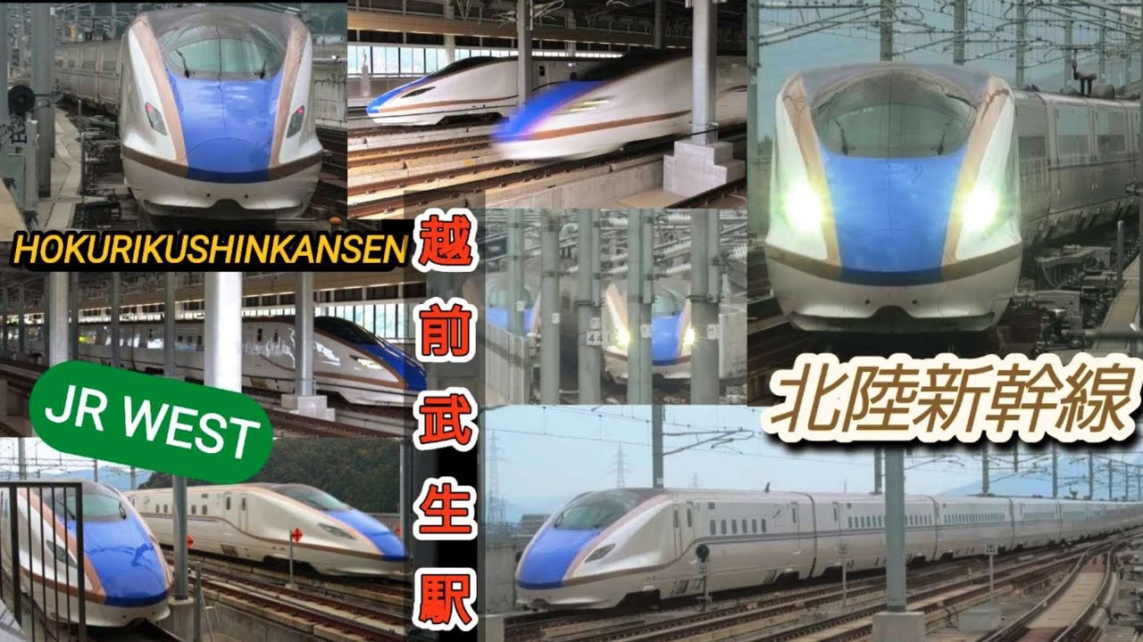 4K / JR西日本 北陸新幹線 越前たけふ / つるぎ かがやき はくたか 午後の発着ラッシュ 高速通過 / 発車 接近 メロディー 放送 / W7系 E7系 新幹線街道 最初の秋 2024年11月