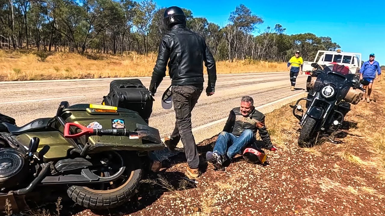 Harley Davidson falls on top of me