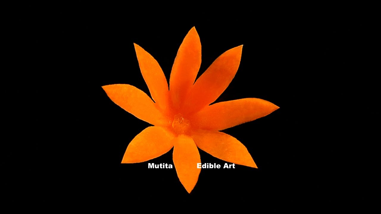 Carrot Simple Flower Design With 8 Petals | Beginners 118 | By Mutita Art Of Fruit Carving Videos