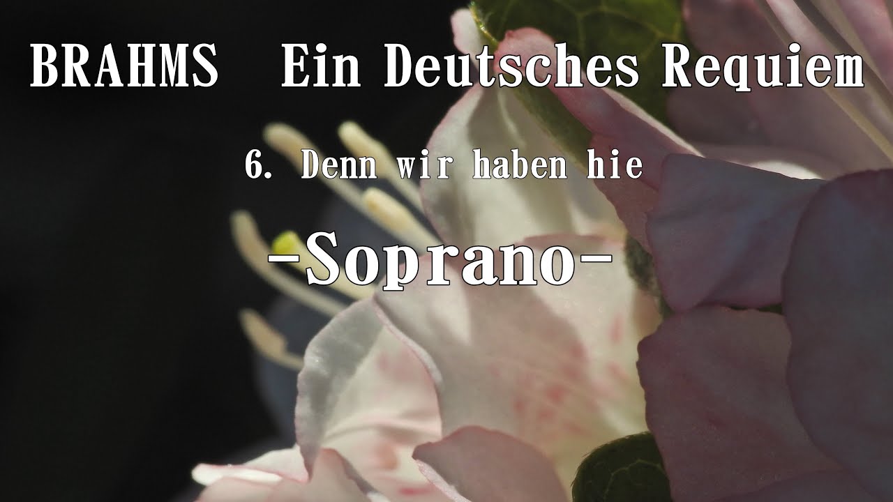 ブラームス　「ドイツ・レクイエム」より　６．Denn wir haben hie 　ソプラノ　BRAHMS: Ein Deutsches Requiem　Soprano