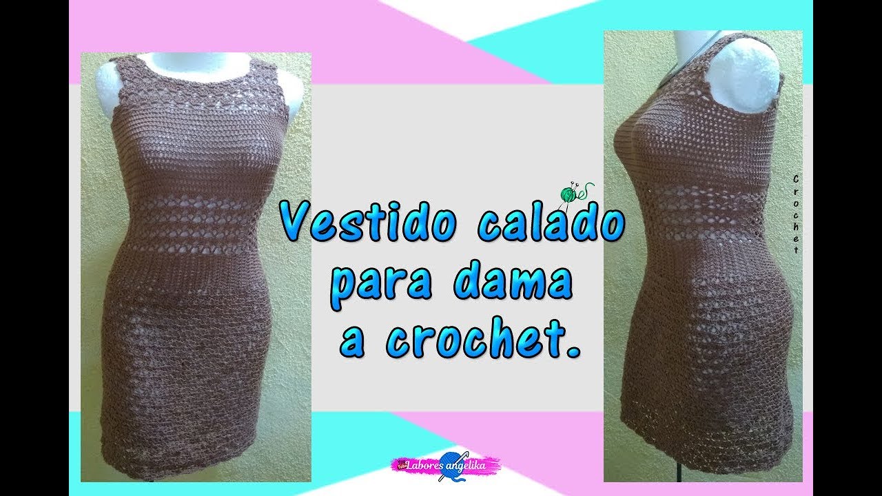 VESTIDO CALADO CON ABANICOS PARA DAMA A CROCHET  | Labores Angélika |