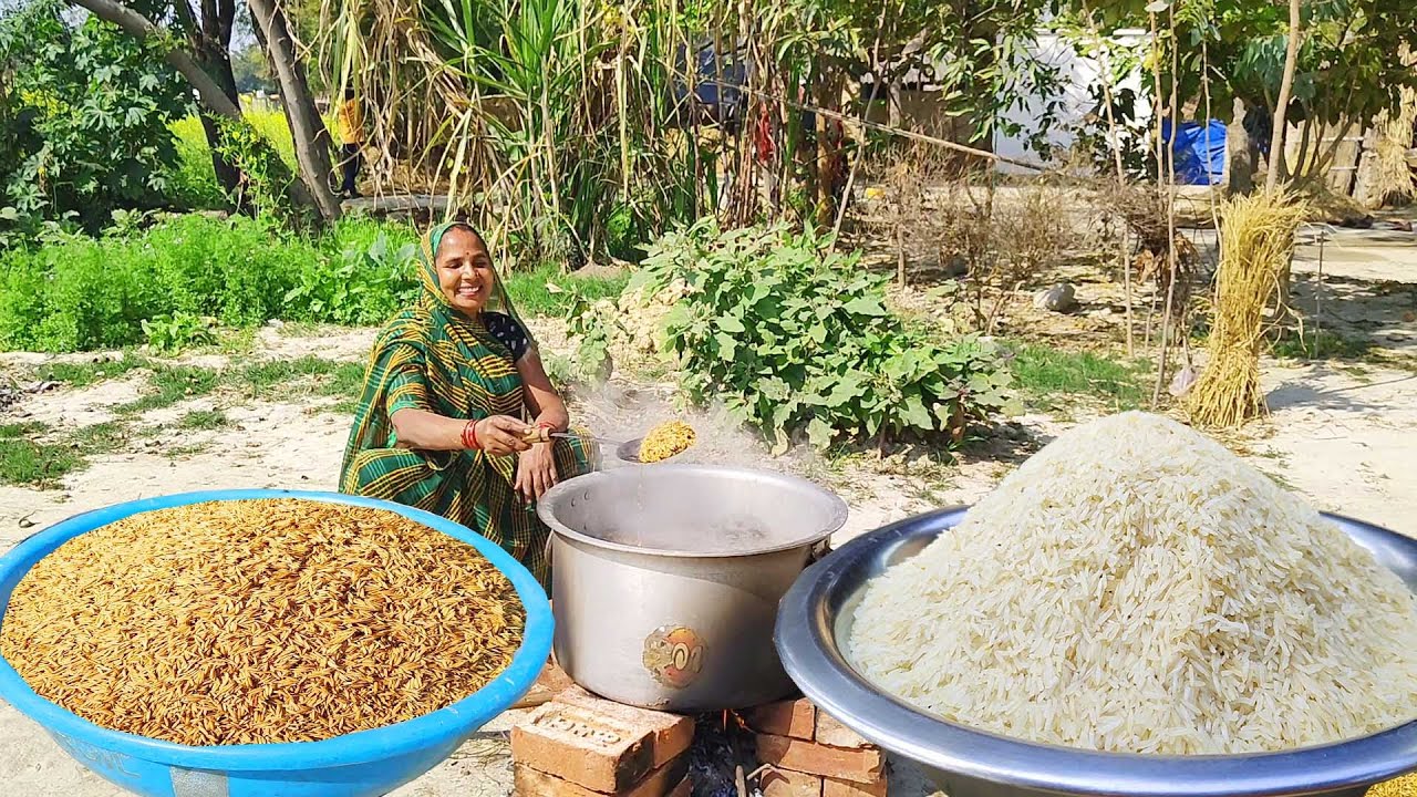 बिल्कुल देशी तरीके से घर पर धान से पोलाव कैसे बनाया जाता है इस वीडिओ को जरुर देखें || Polaw kachawal