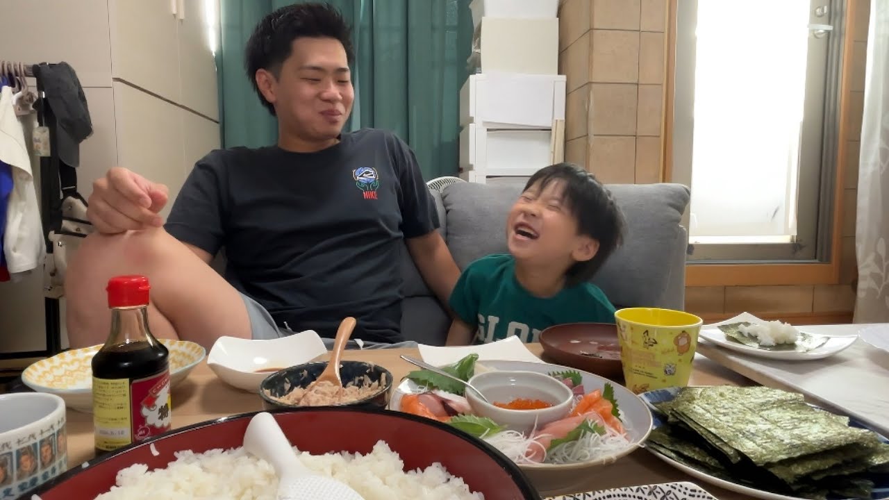 【久々】全く出てなかった祖父母と一緒に夜ご飯を食べた日~6歳/28歳/手巻き寿司~