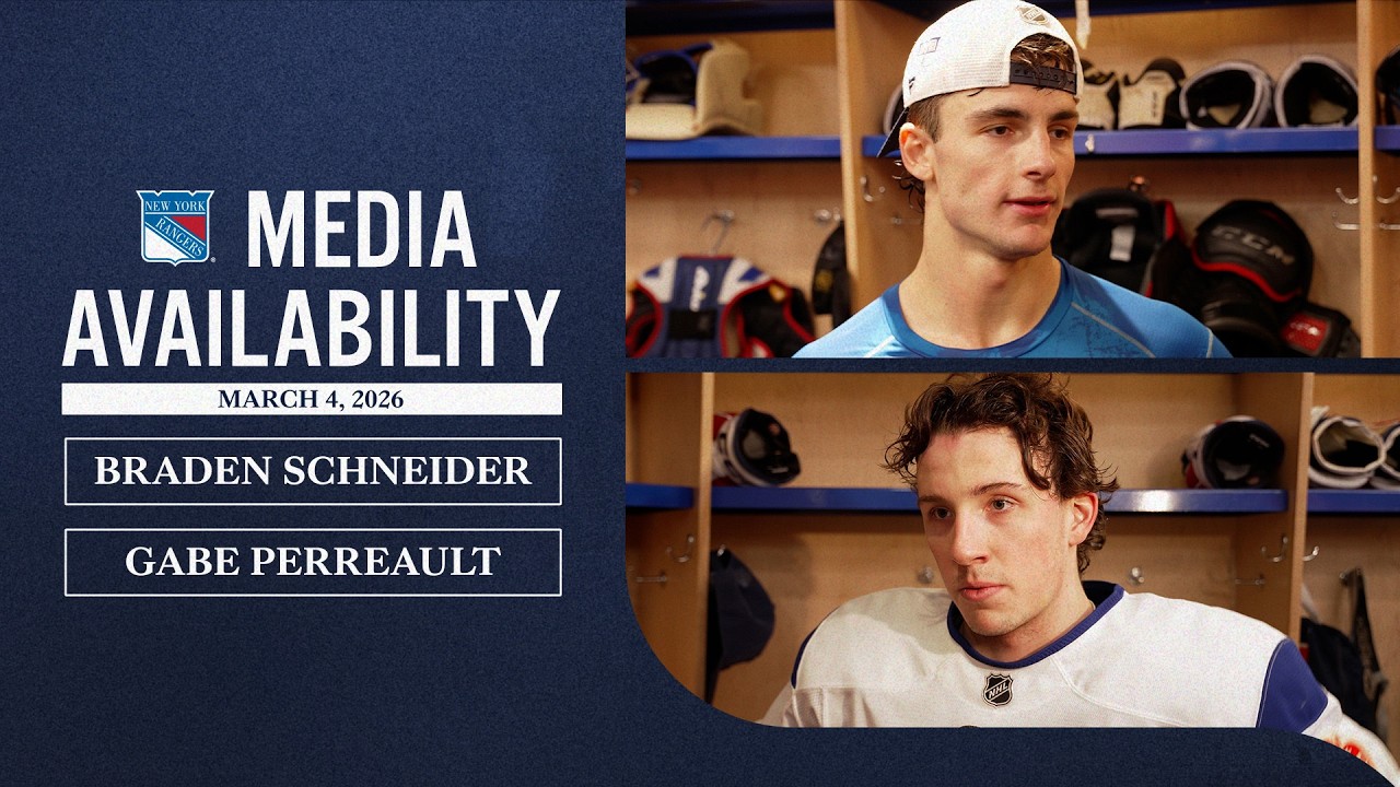 NYR Practice: Braden Schneider & Gabe Perreault Media Availability | Mar. 4, 2026