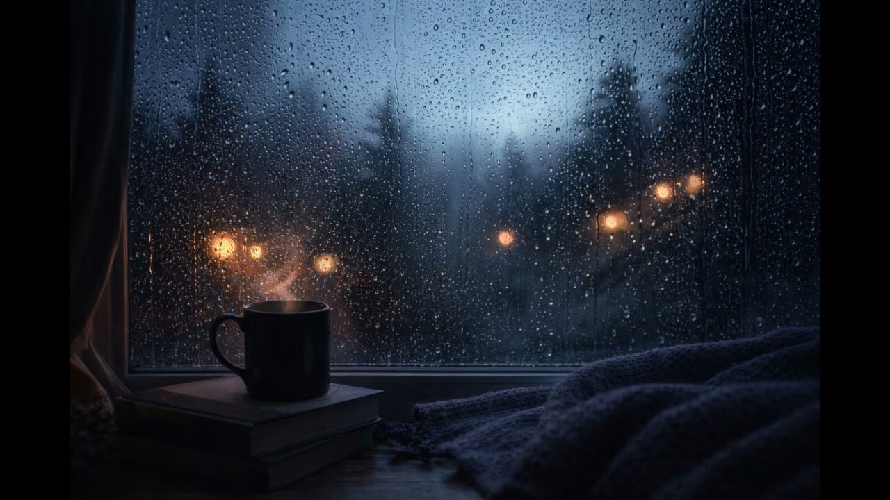 Rain on Window with Distant Thunder – 8 Hours Sleep Sounds | Dark Cozy Night