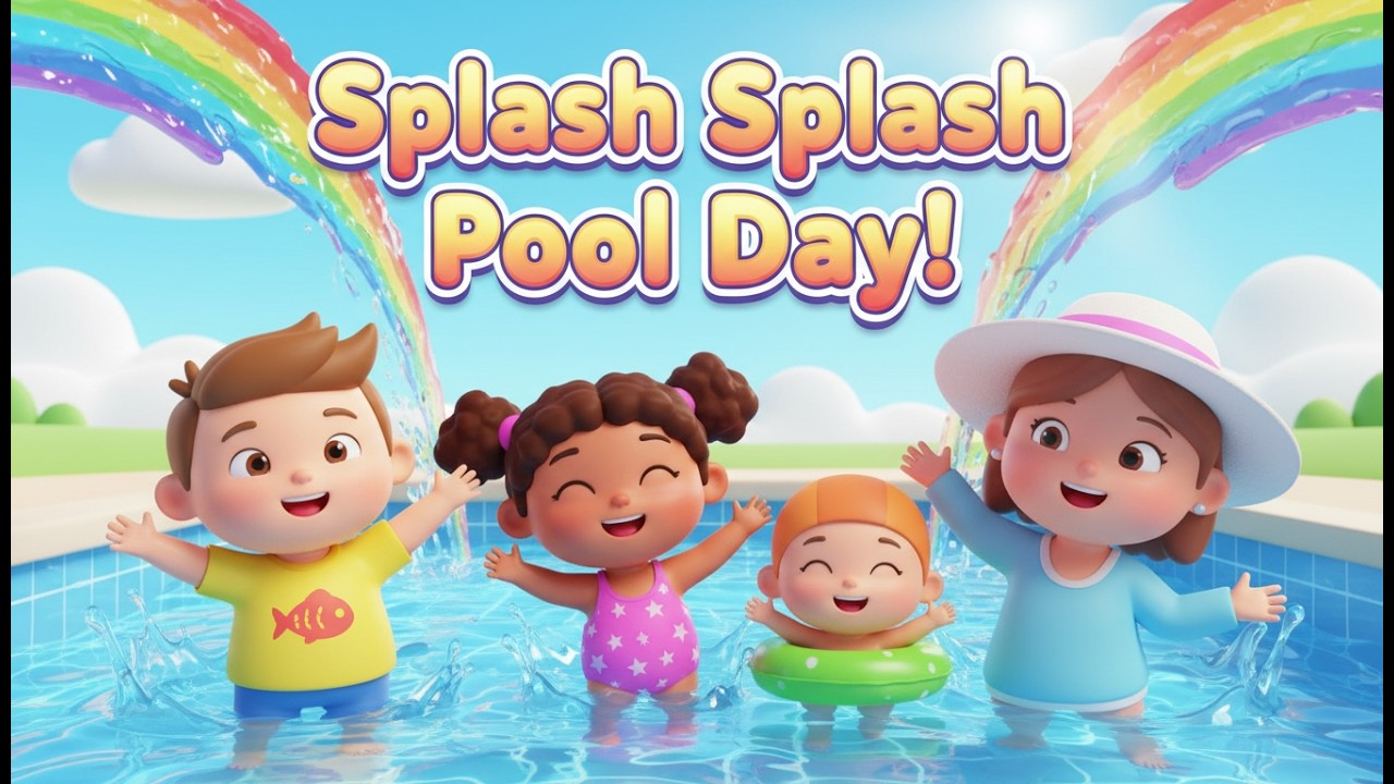 Splash Splash Pool Day! Fun Kids Swimming Song | Nursery Rhyme Cartoon for Toddlers