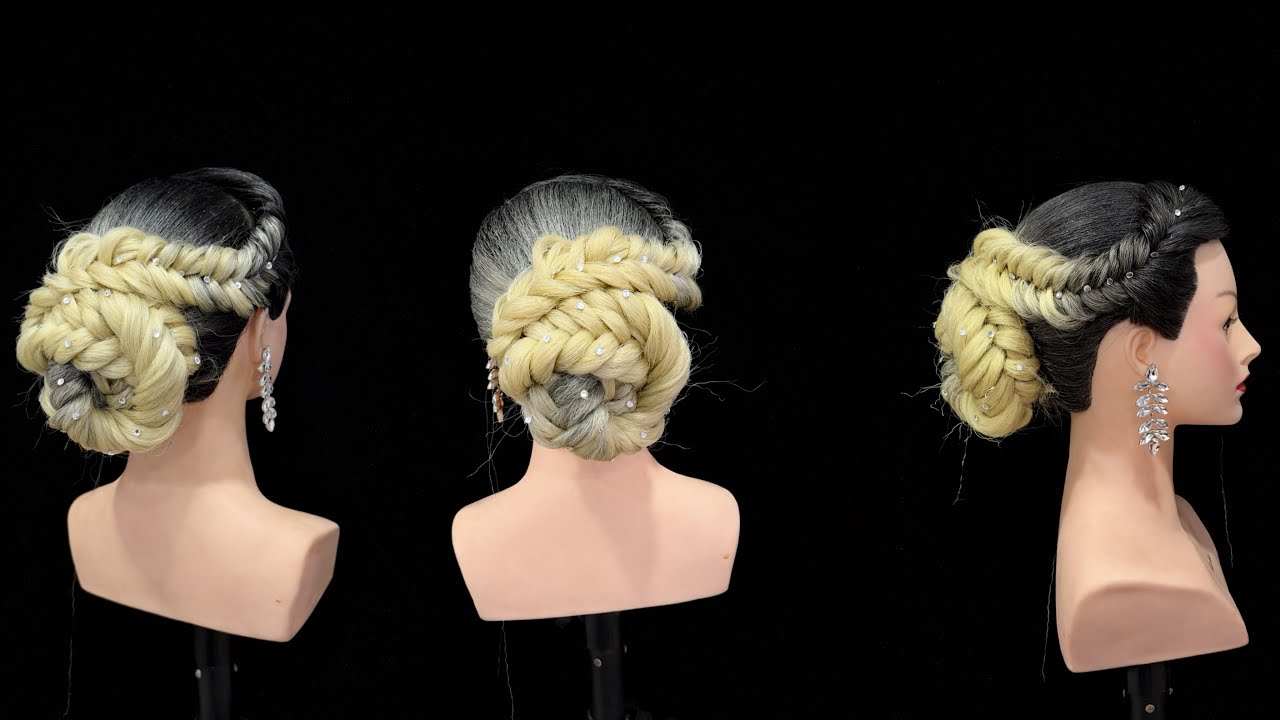 Elegant Braided Bun Hairstyle | Easy Bridal Bun Tutorial#hairstyles #viral #youtubevideo 