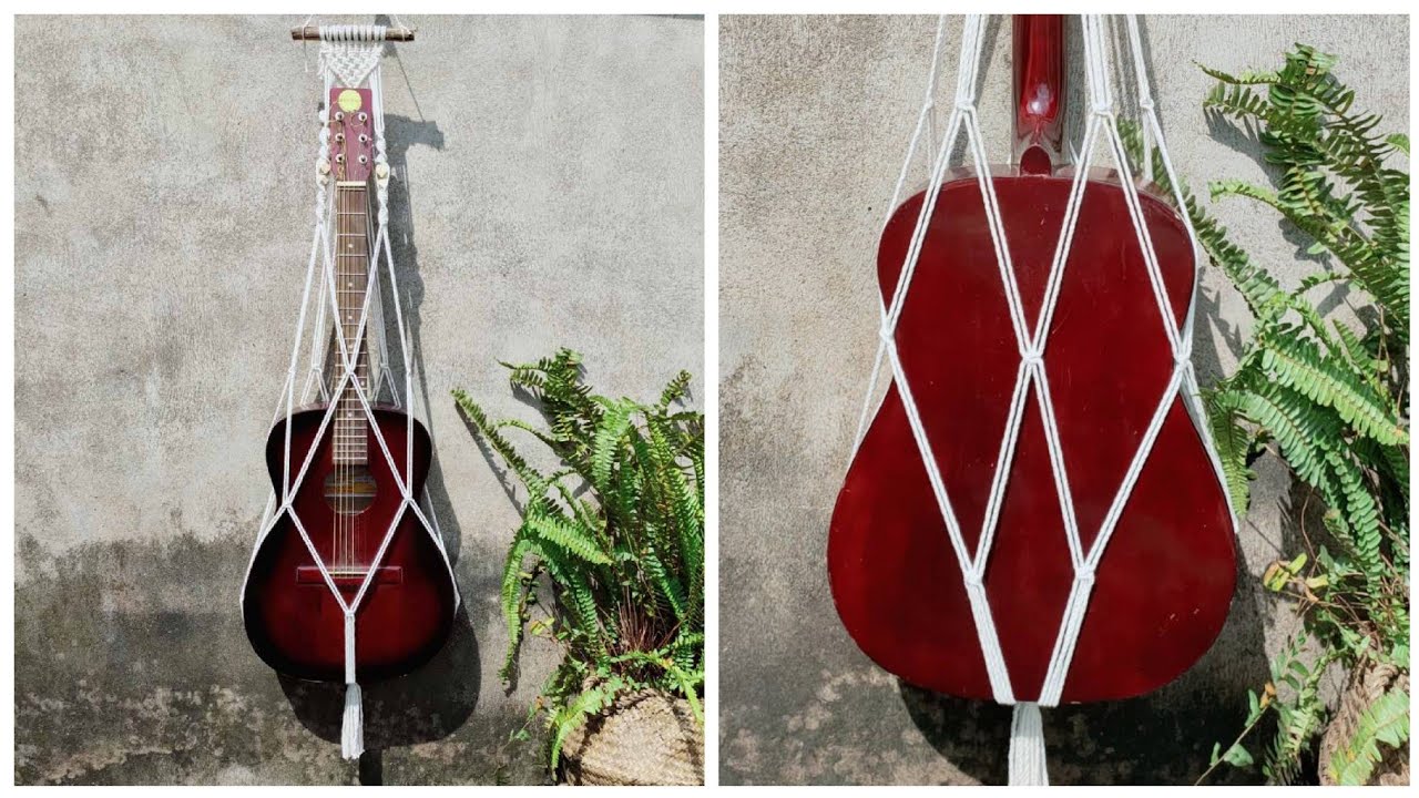 DIY MACRAME GUITAR HANGER #2, MACRAME TUTORIAL BY TNARTNCRAFTS
