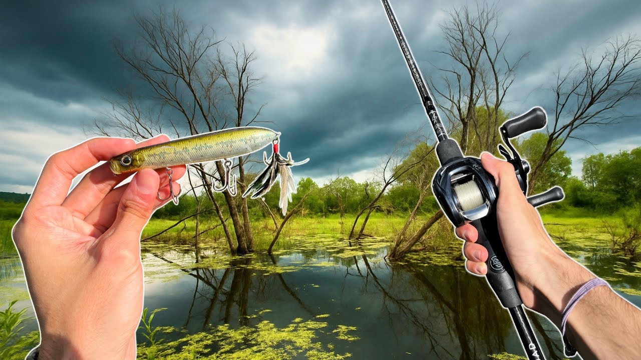 Lobina grande ataca a mi paseante en superficie! -Pesca en día nublado