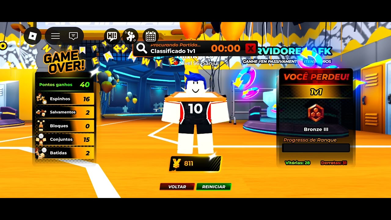 Roblox ) jogando vôlei ball legends com o sanju e o puxe magnético 