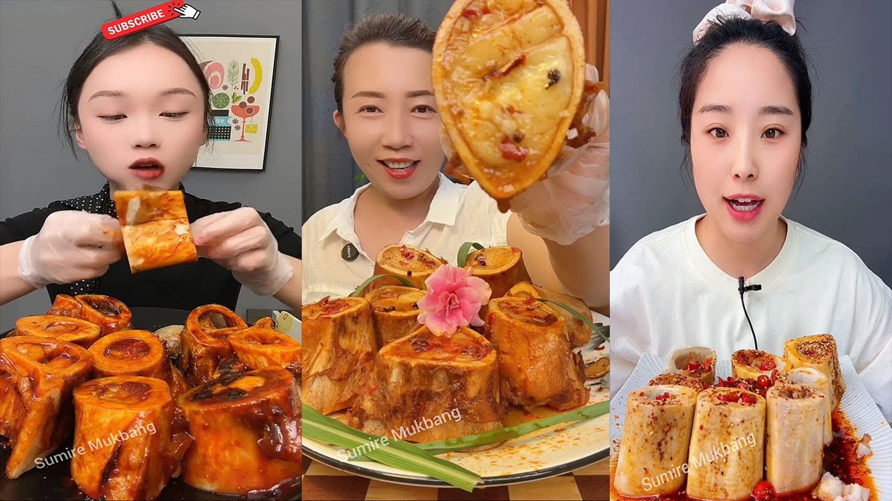 MUKBANG ASMR Eating roasted big bone marrow so yummy