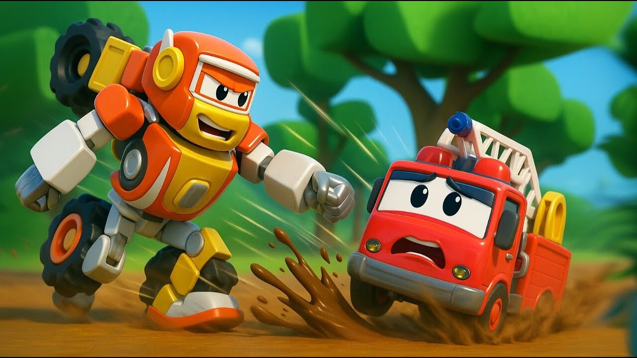 Le camion de pompiers est dans la boue ! 🤖 Sauve-le, Super Robot ! 🚒 | Robofuse