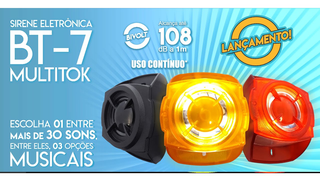 Sirene Eletrônica BT-7 MULTITOK e BT-7 MULTITOK LED