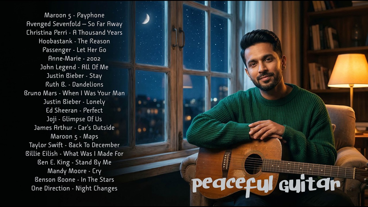 Calm Acoustic Study Music: Peaceful Guitar 📚 1 Hours of Relaxing Acoustic Pop Covers (No Ads)