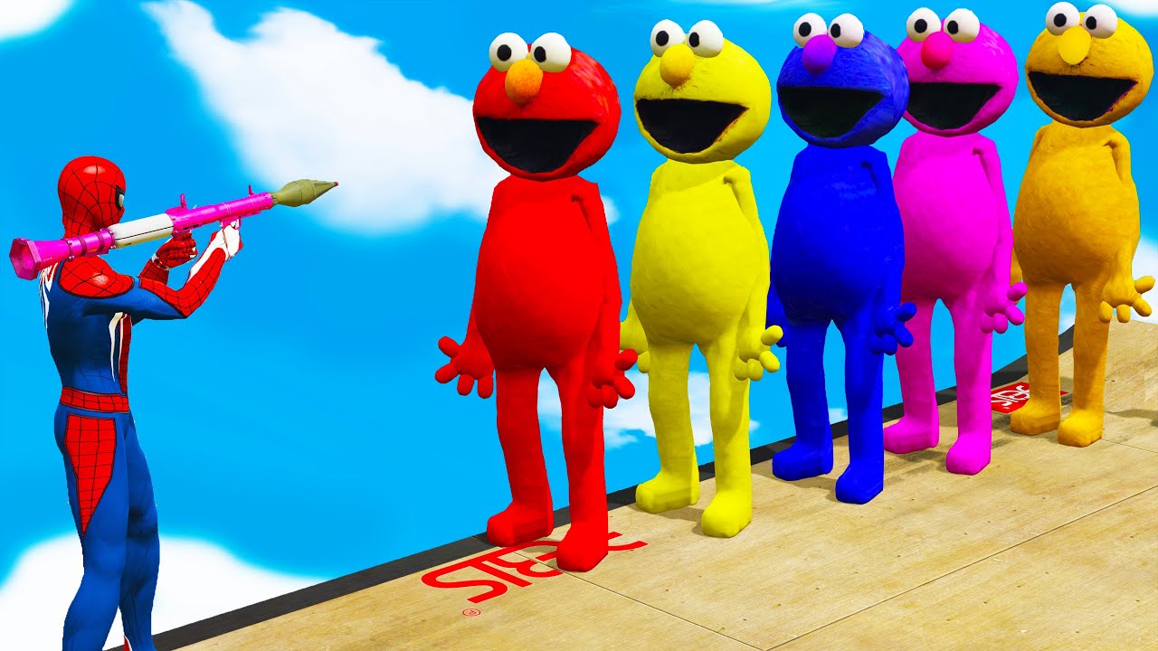 GTA 5 Crazy/Water Ragdolls SPIDERMAN VS RED ELMO VS BLUE ELMO (GTA5 Euphoria Physics Funny moments)