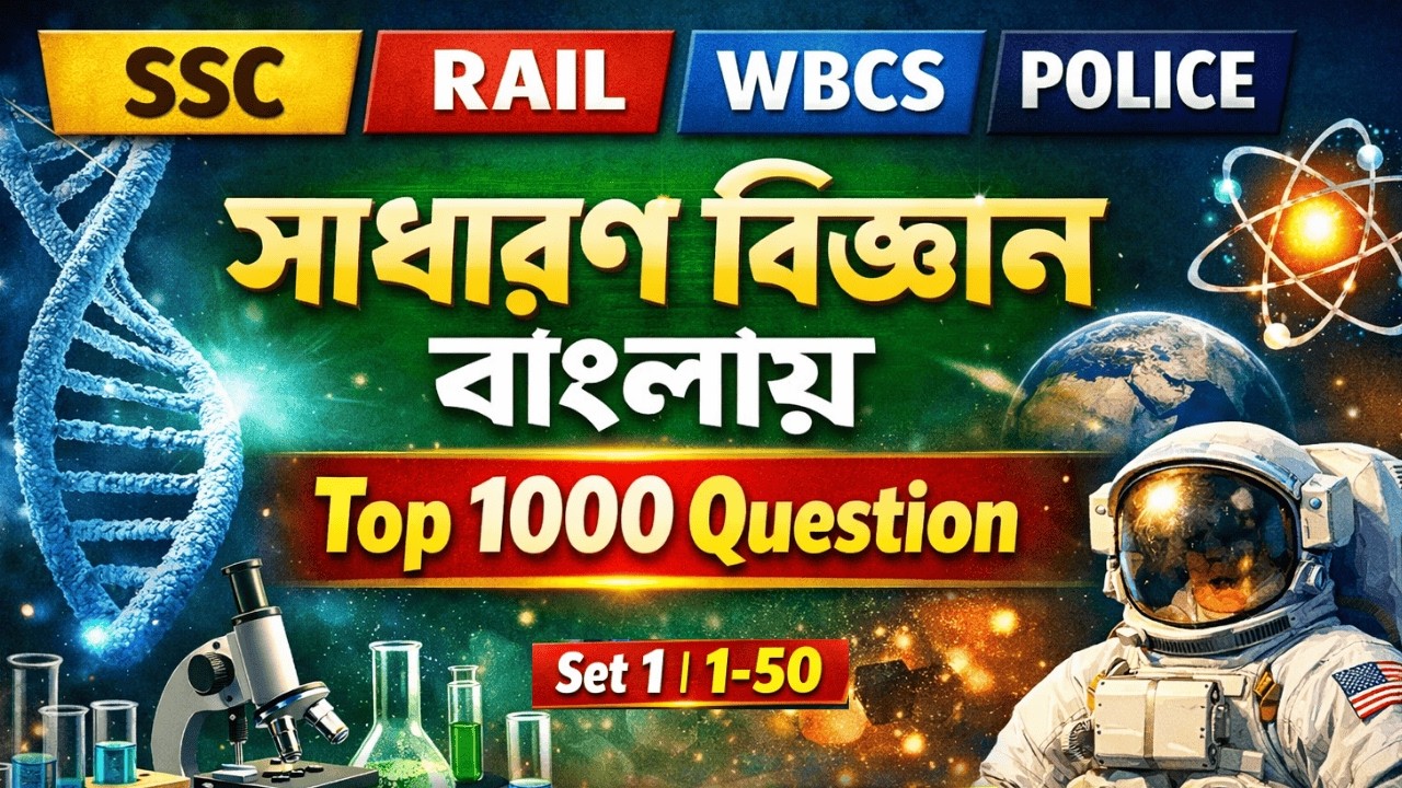 GENERAL SCIENCE  SET 1 TOP LEVEL QUESTIONS FOR SSC WBCS RAIL