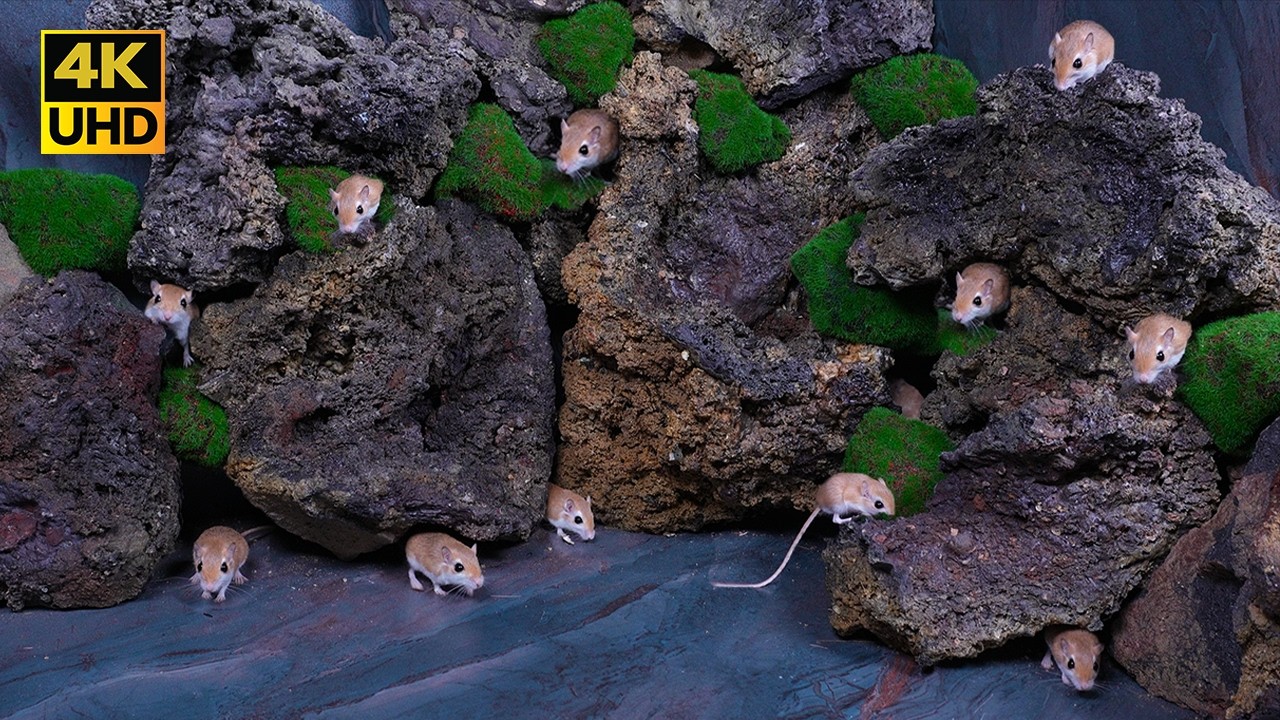 Cat TV Mouse Rock Maze 🐭 Real Mice Hide & Seek Adventure for Cats to Watch | 4K UHD