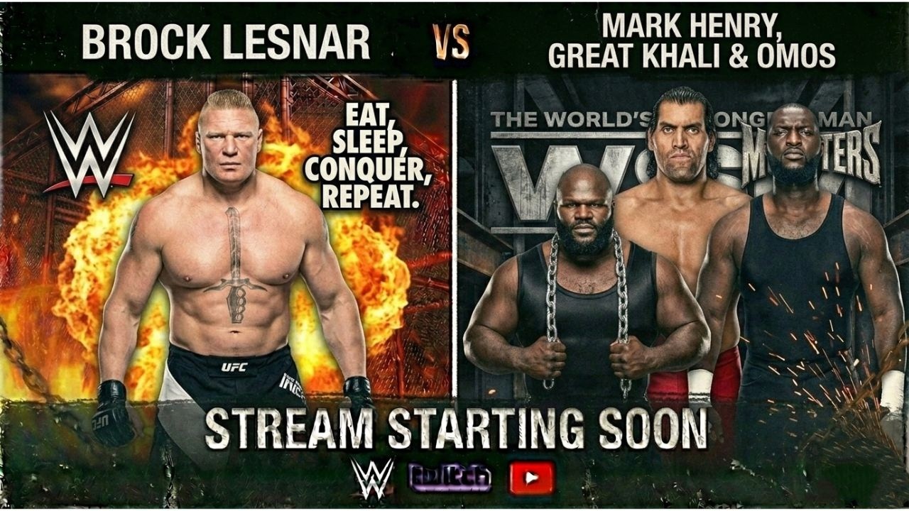 Brock Lesnar vs Great Khali,Mark Henry,Omos🏔️ |WWE 2K25 #verticallive #wwe2k25 #shorts