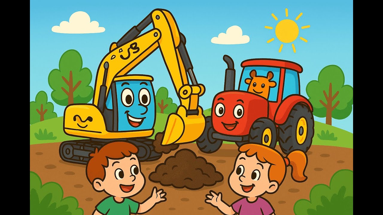 Construction Song for Kids | JCB, Dump Truck, Digger Cartoon | Learn with Trucks | Cartoon Song
