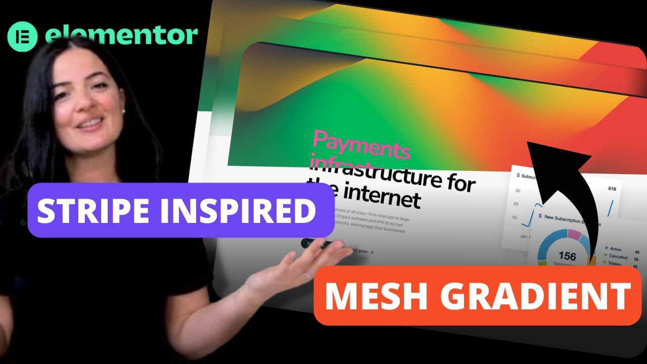 EXPERIMENTAL STRIPE-INSPIRED MESH GRADIENT & TEXT BLEND EFFECT - Elementor container edition
