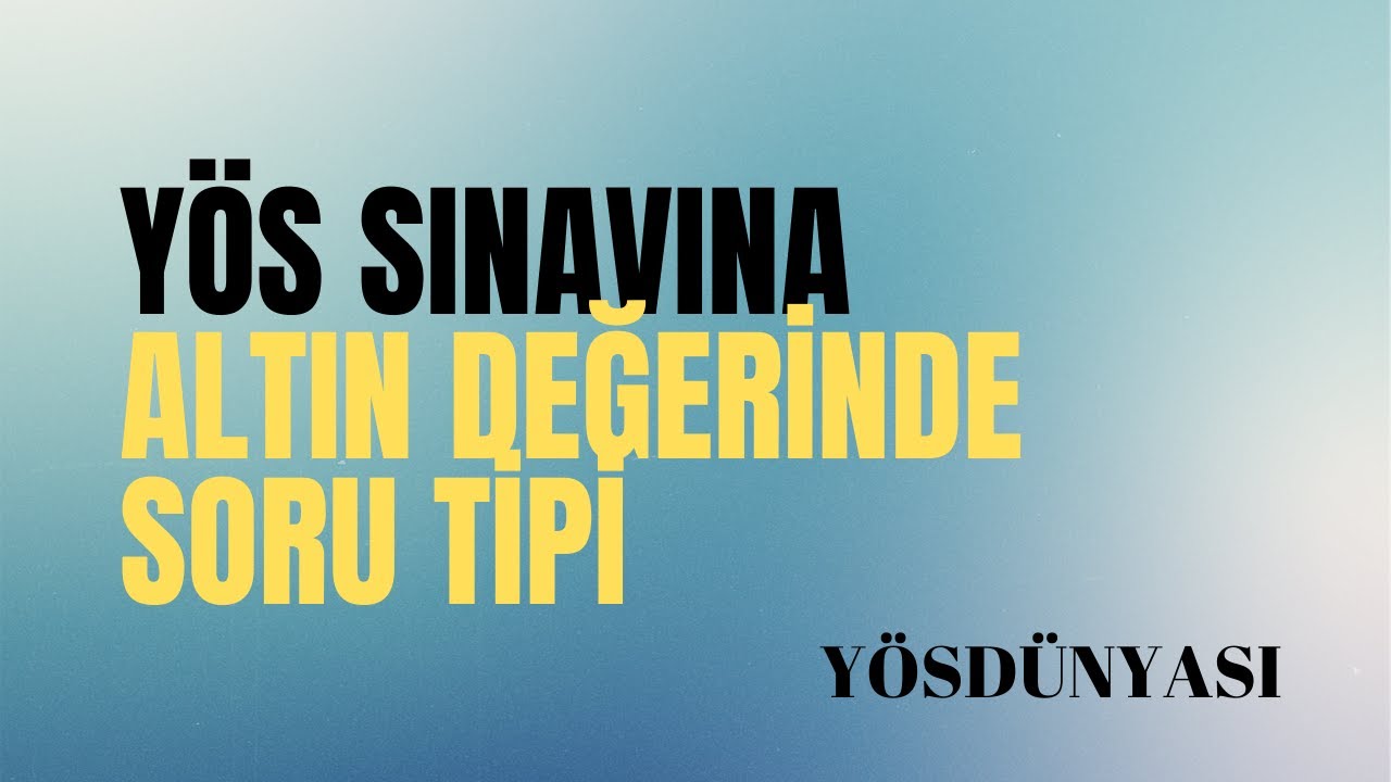 YÖS SORU TARZI -1 #onlineyöskursu #yöskursu