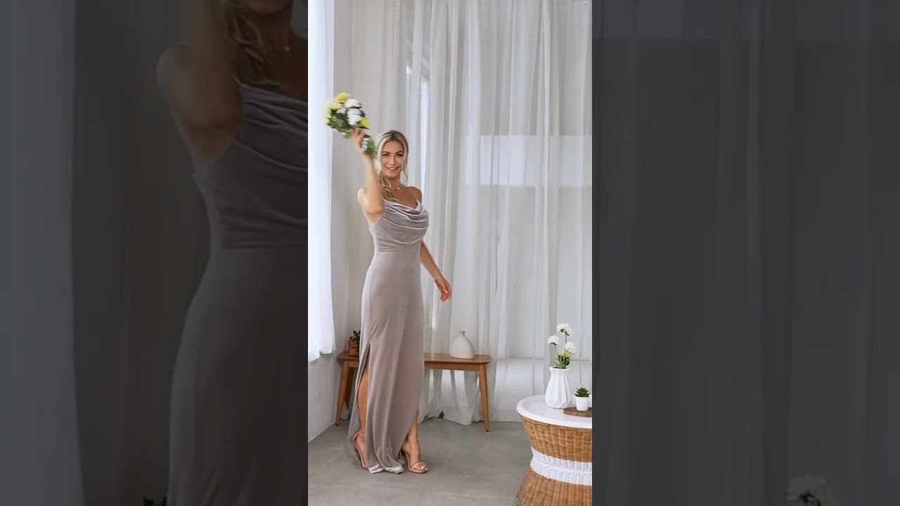 Cowl Neck Velvet Bridesmaid Dress #bridesmaiddresses  #shorts #bridesmaids