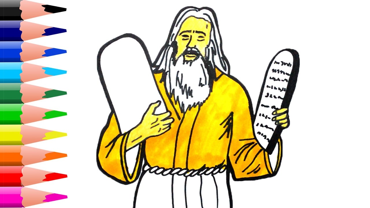 How to Draw Moses with the Ten Commandments | Easy Bible Drawing Tutorial |  Bible  Drawing