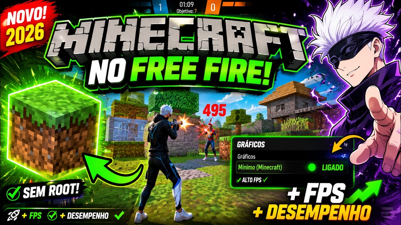 FÁCIL e RÁPIDO! (Jogar sem Travar) - Como Deixar o Gráfico do Free Fire IGUAL Minecraft no Celular