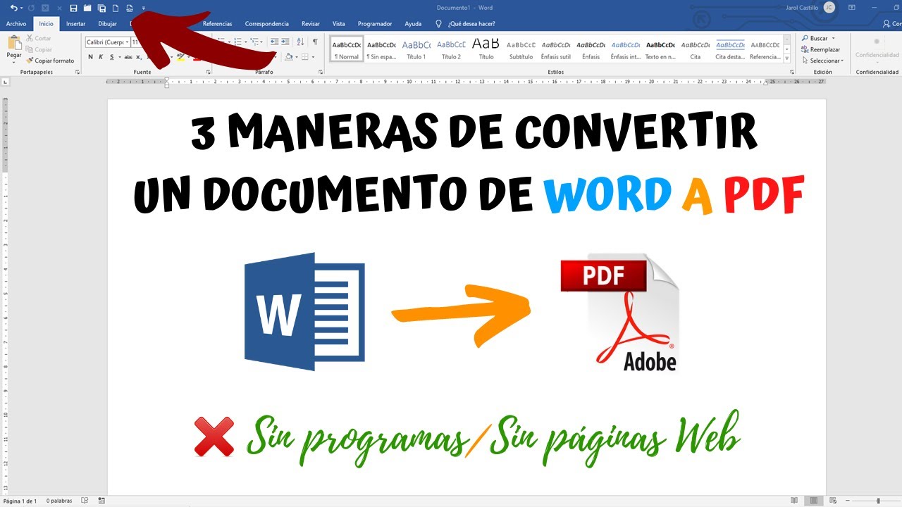 Como convertir un documento de WORD a PDF - 3 MANERAS DE HACERLO | Sin internet, solo desde WORD