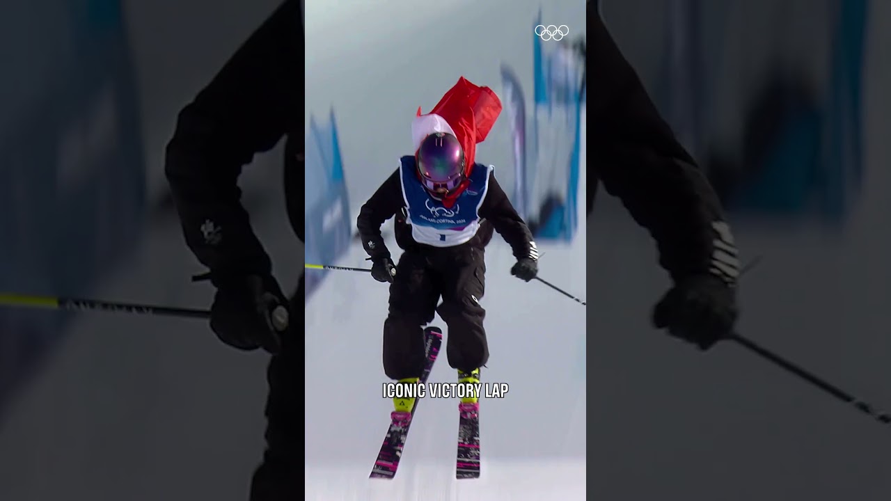 Mathilde Gremaud celebrated with a superhero-esque victory lap on her final run 🙌