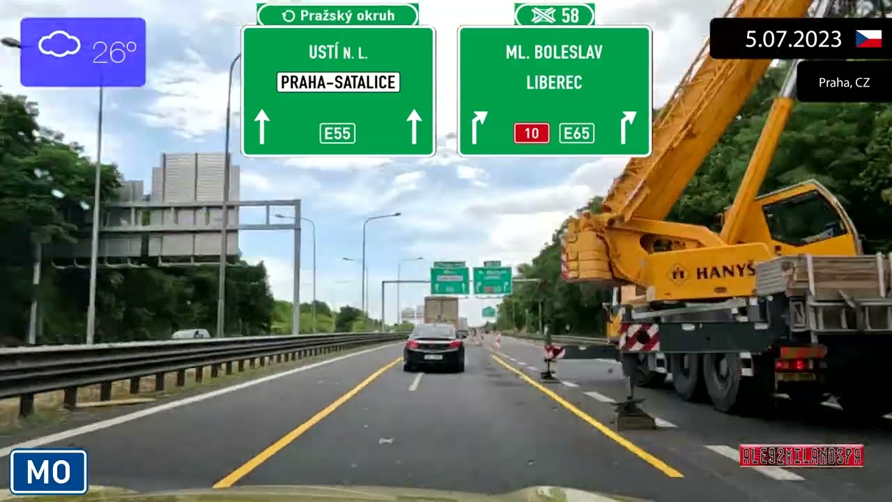 Driving from Praha to Liberec (Czechia) 5.07.2023 Timelapse x4