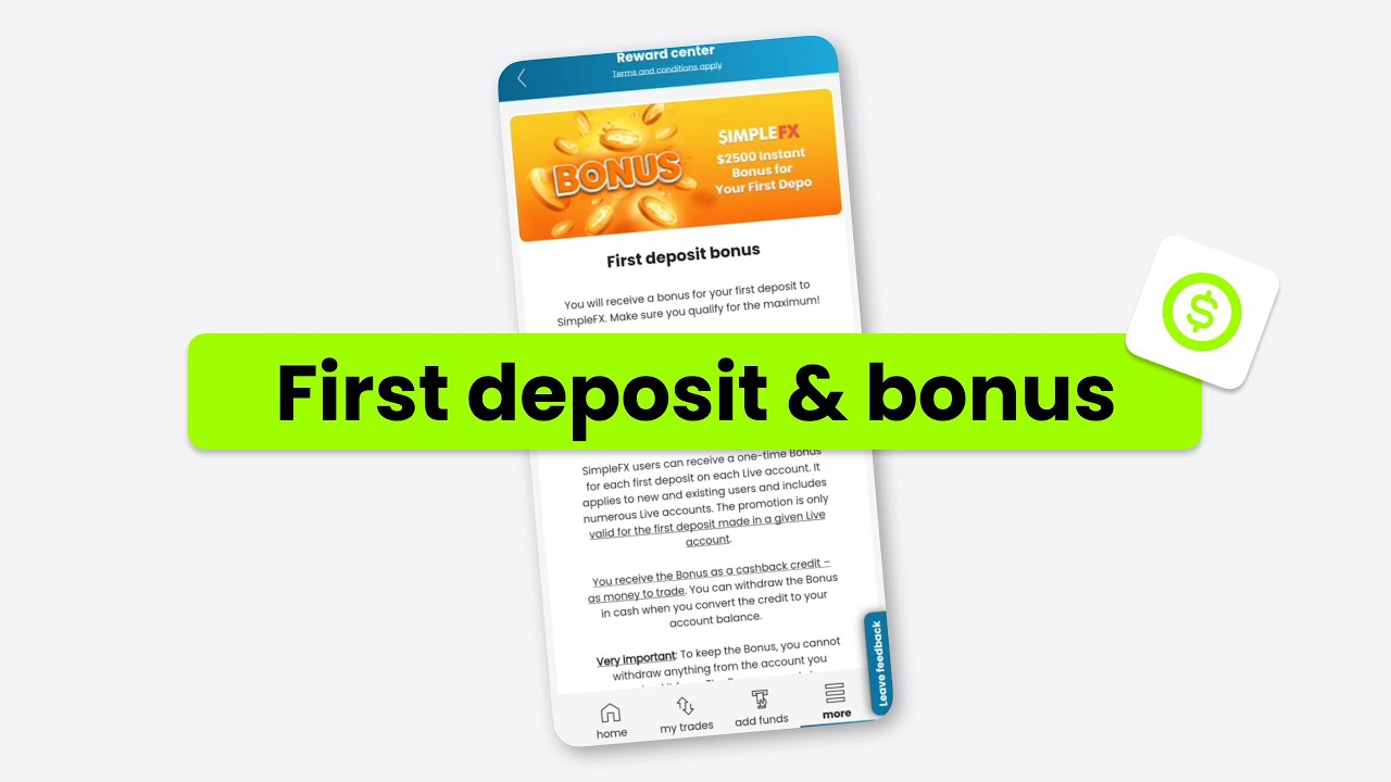 How to Make a Deposit and get the First Deposit Bonus - SimpleFX App Tutorial