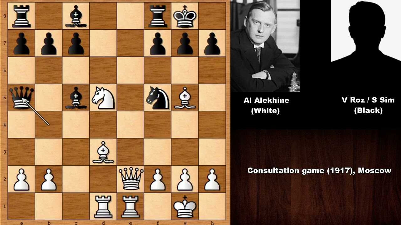 Alexander Alekhine vs V Rozanov / S Simson - Consultation game (1917)