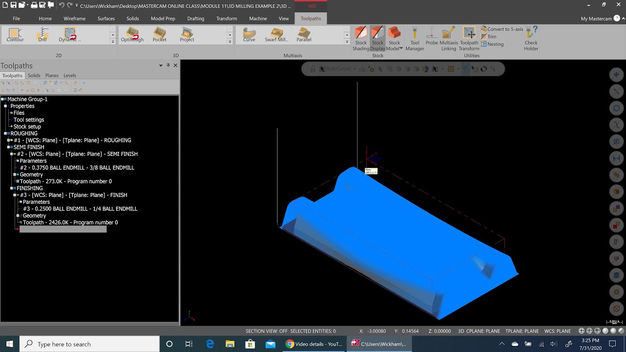 MASTERCAM 2020 BASIC 3D MILLING