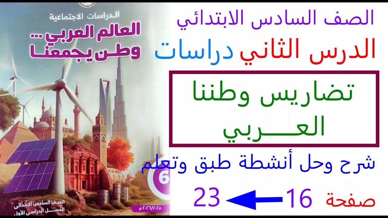 تضاريس وطننا العربي صفحة 16 الى 23 دراسات اجتماعية صف ساس ابتدائي ترم اول 2026