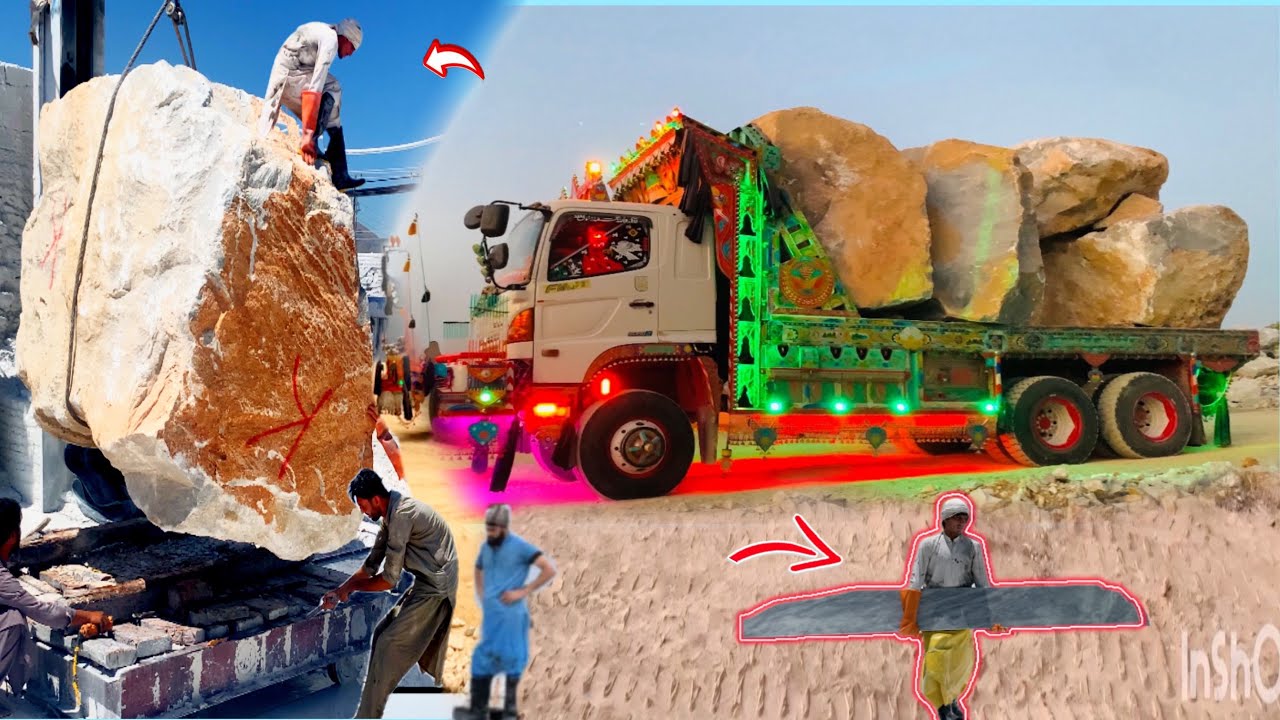 Amazing Mine Manufacturer in a Mountain the Marbile Huge Stone in The factory Making process
