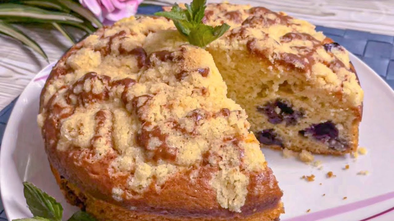 Heidelbeerkuchen. Einfache und blitzschnelle Zubereitung.