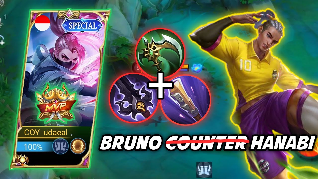 BRUNO COUNTER HANABI?? BUILD HANABI TOP 1 GLOBAL | HANABI GAMEPLAY ~ MLBB