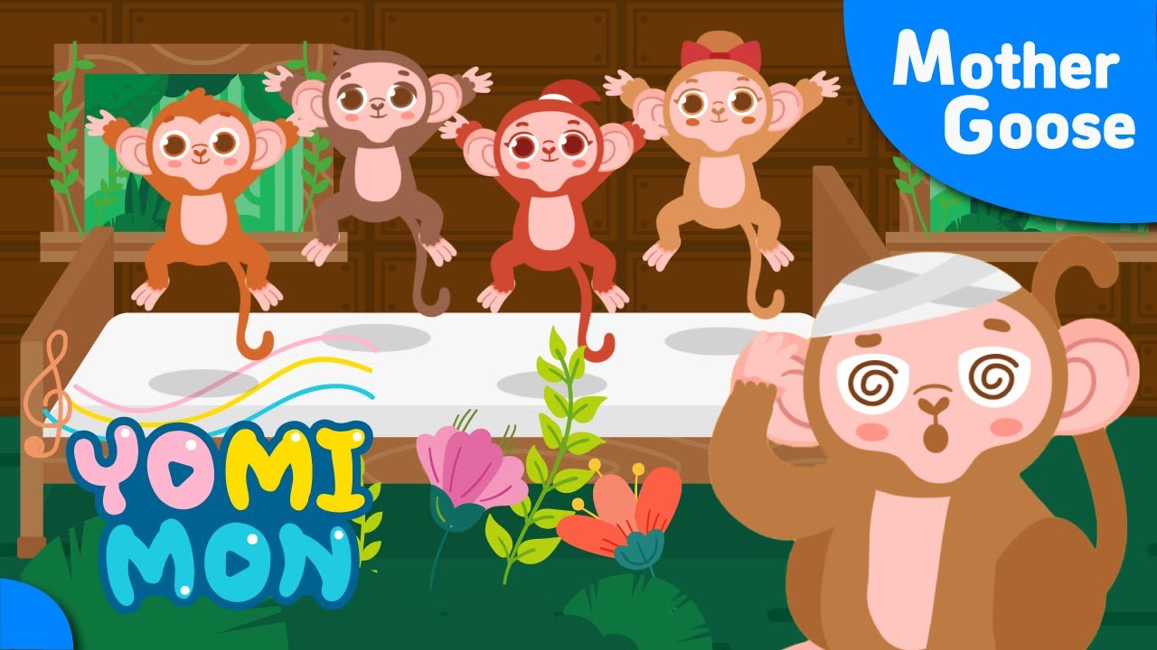Five Little Monkeys♪ | Nursery Rhymes | monkey song🙊 | YOMIMON Songs for Children