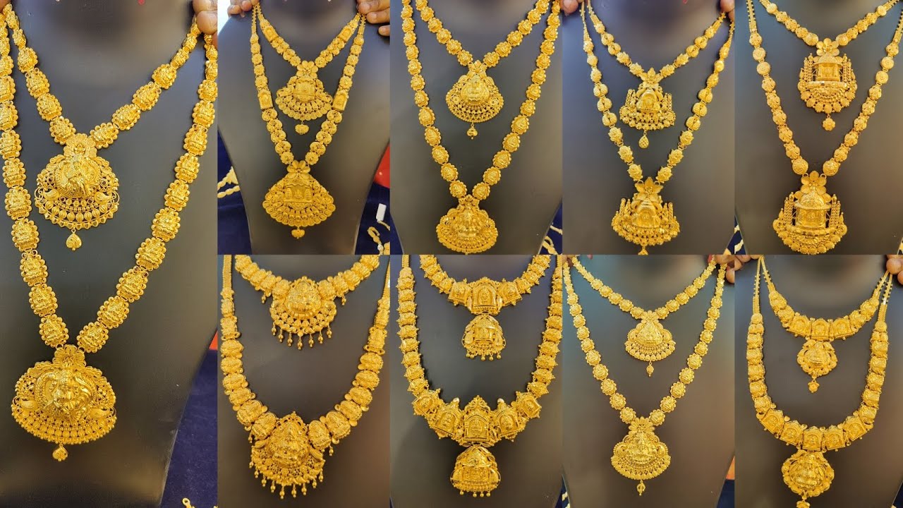 Light Weight Wedding Sets with Price V type & U Type Lakshmi Haram & Necklace Set Latest Designs