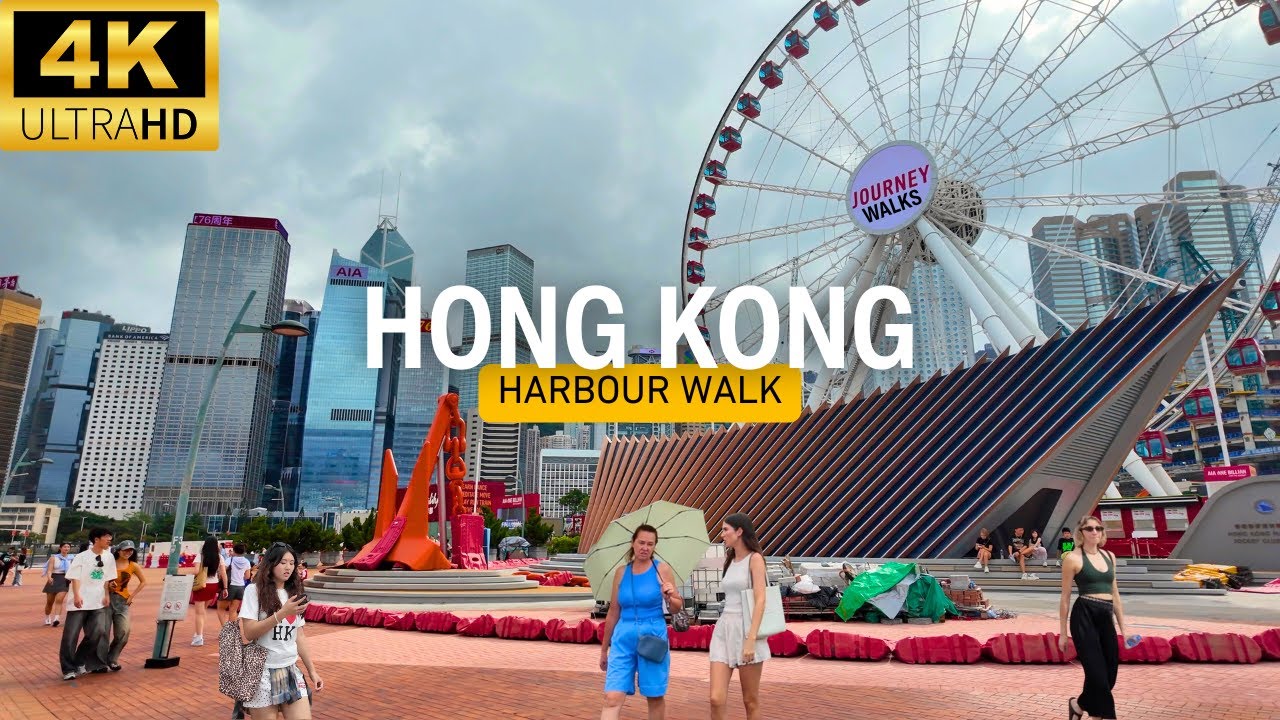 4K Sunset Walk in Hong Kong 🌇 | Pier 7 to Tamar Park Waterfront Views